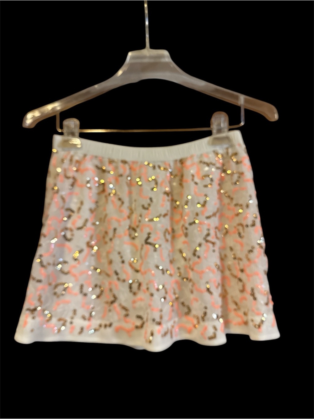 HOLLISTER Y2K Off White/Cream  Mini Skirt with Coral & Gold Sequin Detail